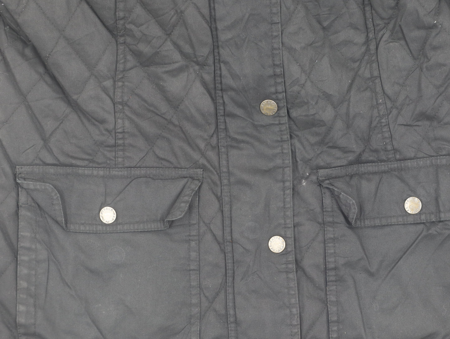 FatFace Women's Black Quilted Cotton Hooded Jacket Size 12