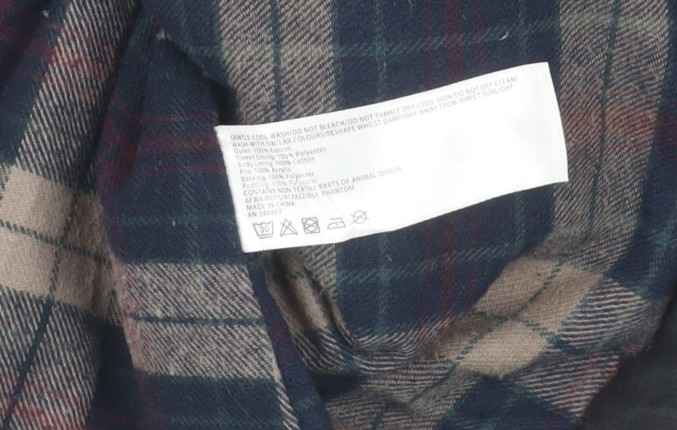 FatFace Women's Black Quilted Cotton Hooded Jacket Size 12