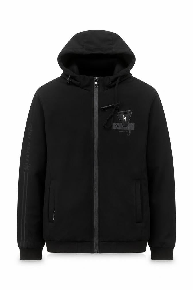 Front view of Jane Street Men’s Black 2XL Hooded Puffer Jacket