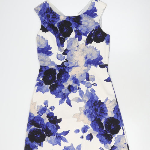 Laura Ashley Women's Blue Floral Sheath Dress Size 10