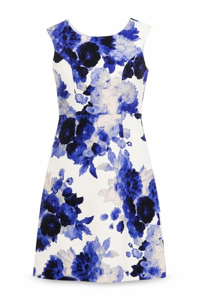 Laura Ashley Women's Blue Floral Sheath Dress Size 10