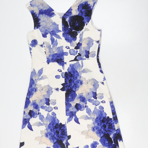 Laura Ashley Women's Blue Floral Sheath Dress Size 10