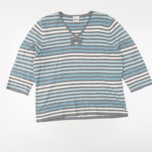 Eastex Women's Multicoloured Striped Pullover, Size 14