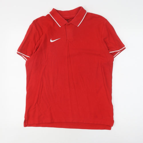 Nike Men's Red Polo M, Short Sleeve, Sports Style