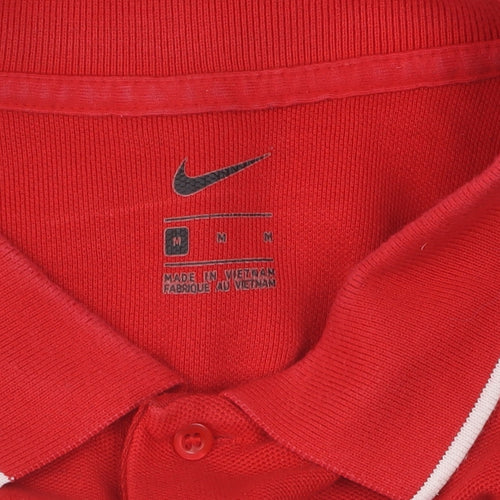 Nike Men's Red Polo M, Short Sleeve, Sports Style
