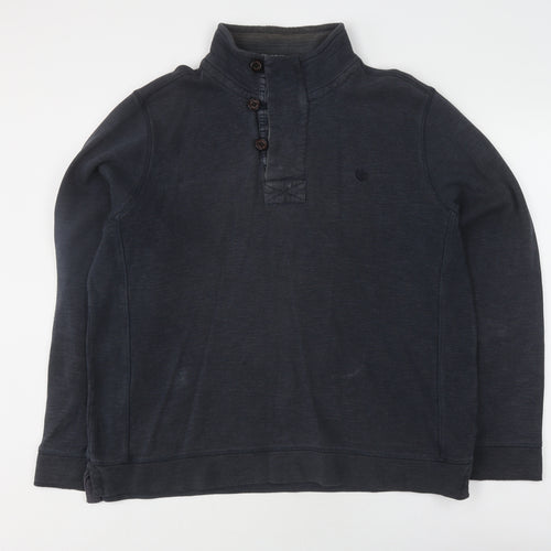 Fat Face Men's Blue Henley L Sweatshirt - Cotton
