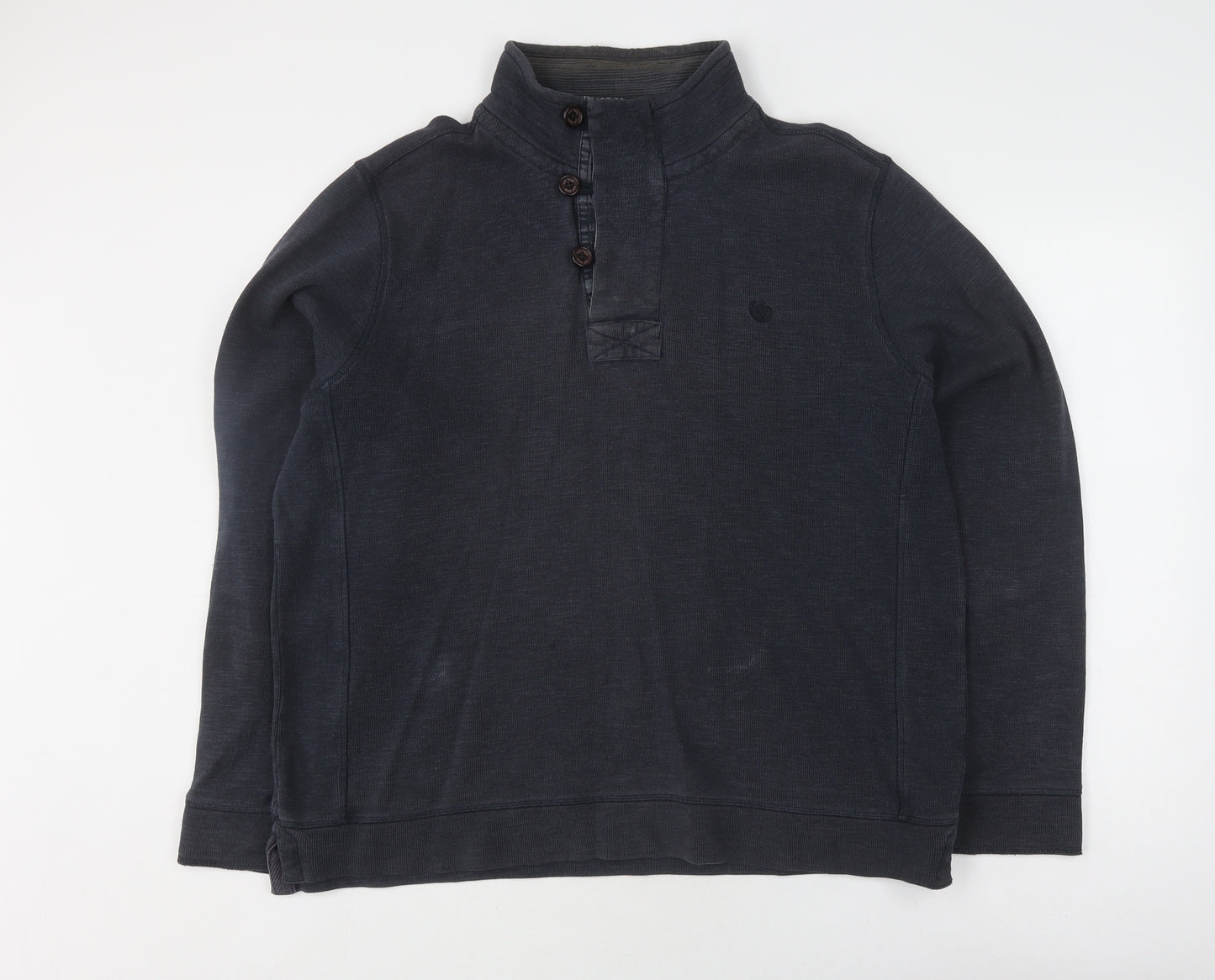 Fat Face Men's Blue Henley L Sweatshirt - Cotton
