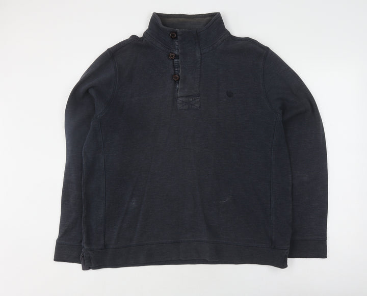 Fat Face Men's Blue Henley L Sweatshirt - Cotton