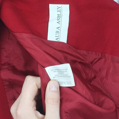 Laura Ashley Women's Red Wool Blazer, Size 8, Classic Style
