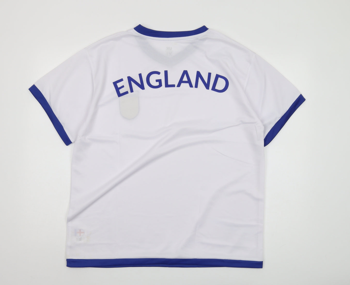 Men's XL White England Sports T-Shirt, Breathable Logo, V-Neck