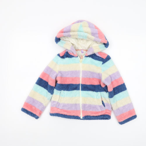 John Lewis Girls Multicoloured Stripe Hooded Jacket - Size 6