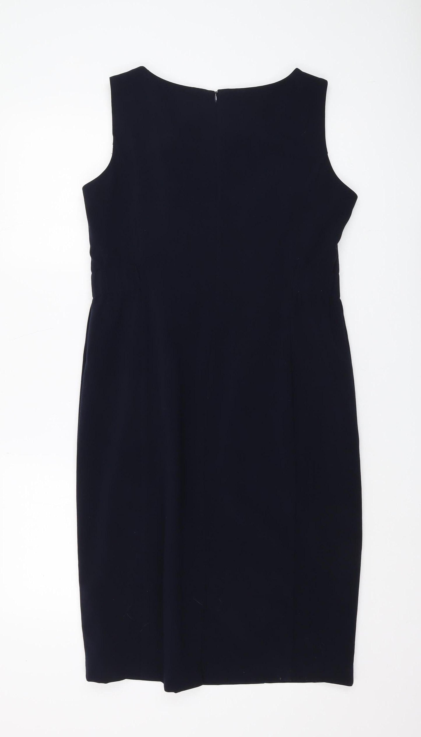 Marks and Spencer Black Sheath Dress, Size 14, Knee Length