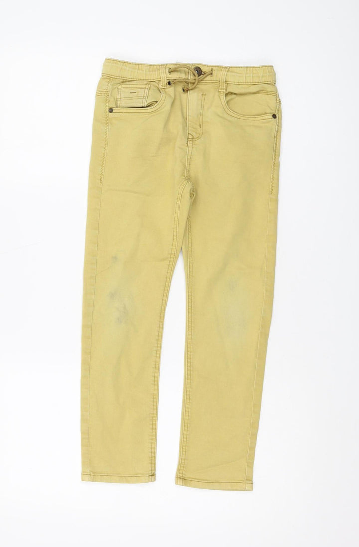 Zara Boys Beige Drawstring Jeans, 7 Years, Elastic Waist