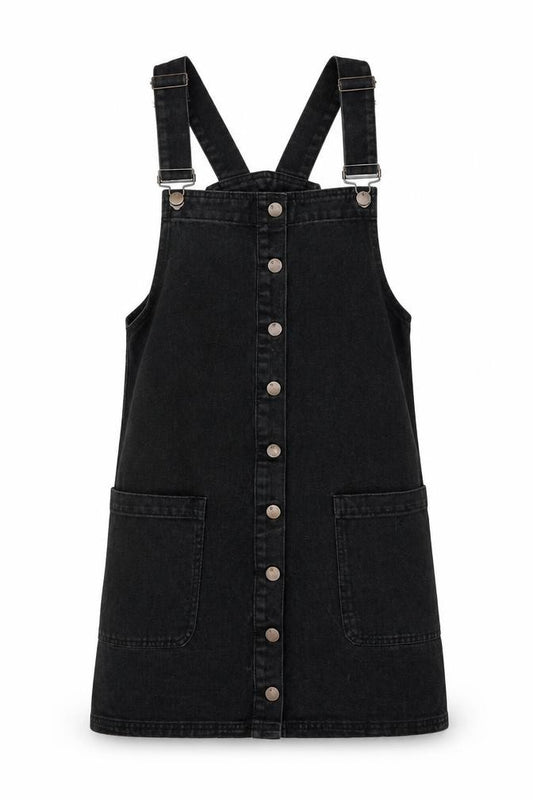 Front view of Loreak Mendian Women's Black M Pinafore Dress