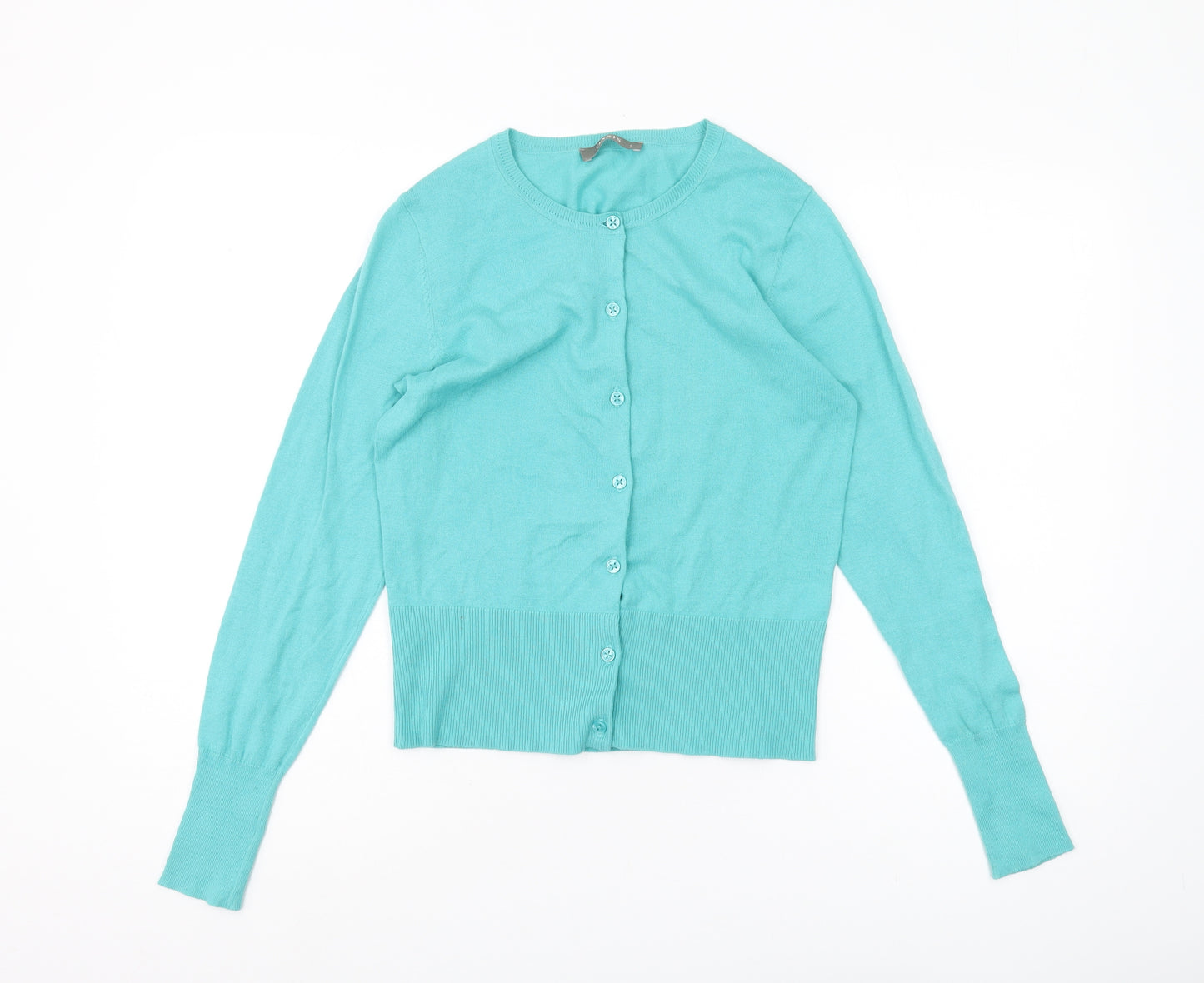 Oasis Women's Blue Cardigan, Small, Round Neck, Long Sleeve