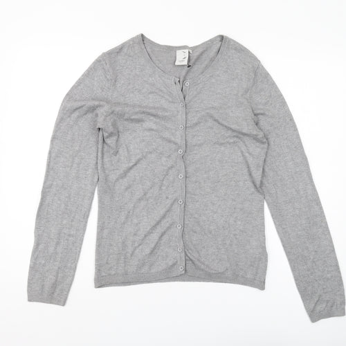 ICHI Women's Grey Cardigan M Long Sleeve Knit