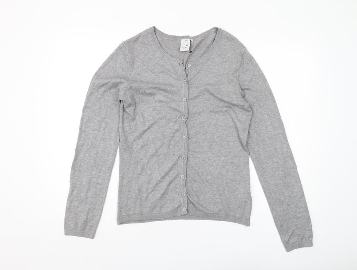 ICHI Women's Grey Cardigan M Long Sleeve Knit