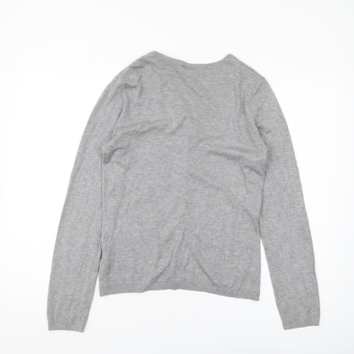 ICHI Women's Grey Cardigan M Long Sleeve Knit