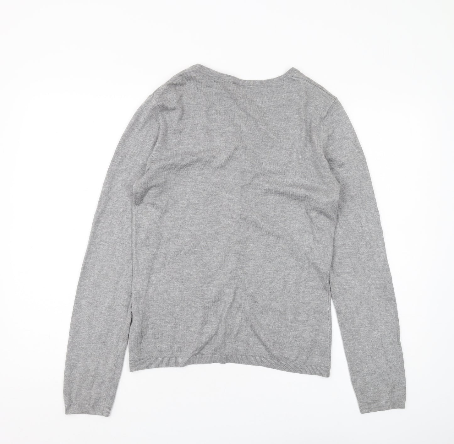 ICHI Women's Grey Cardigan M Long Sleeve Knit