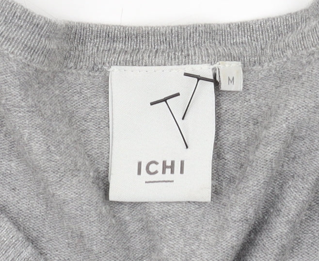 ICHI Women's Grey Cardigan M Long Sleeve Knit