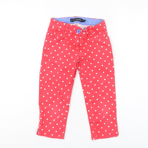 Mini Boden Girls Red Polka Dot Skinny Jeans 7 Years