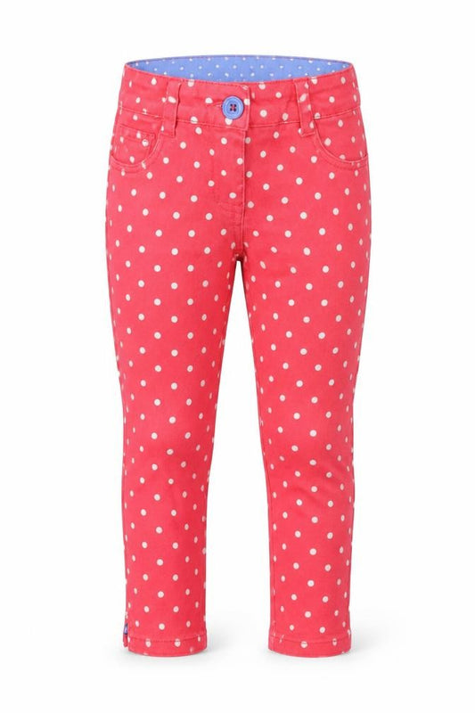 Mini Boden Girls Red Polka Dot Skinny Jeans 7 Years
