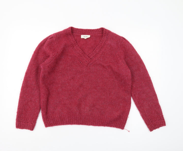 Grace & Mila Women's Red V-Neck Pullover Jumper S