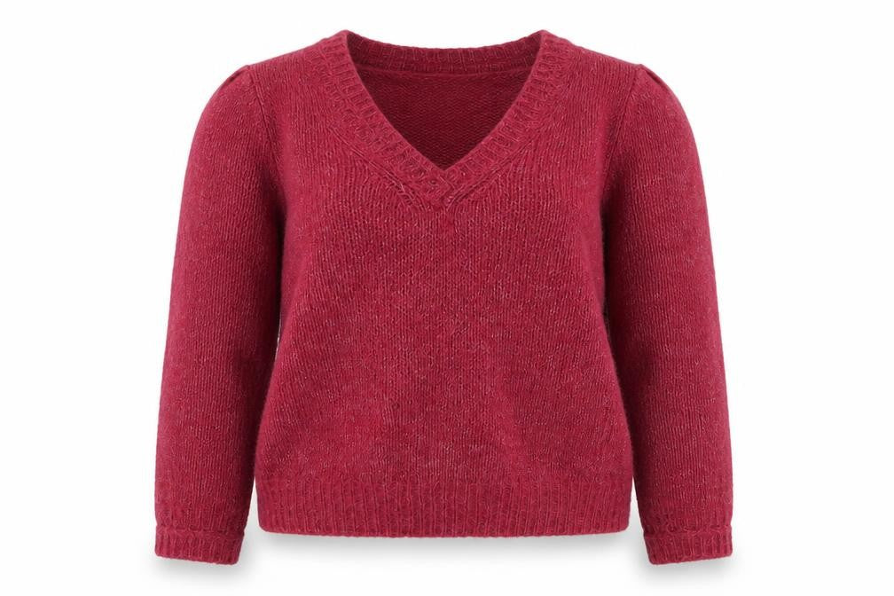 Front view of Grace & Mila Women's Red V-Neck jumper S