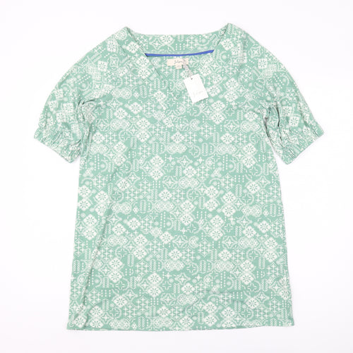 Julipa Women's Green Geometric T-Shirt, Size 10