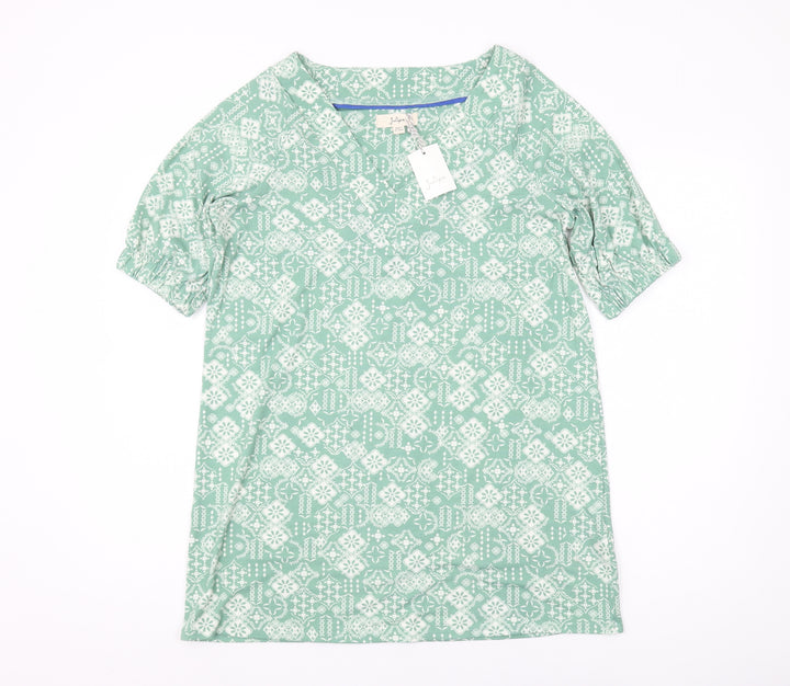 Julipa Women's Green Geometric T-Shirt, Size 10