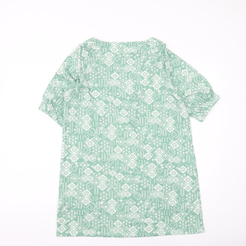 Julipa Women's Green Geometric T-Shirt, Size 10