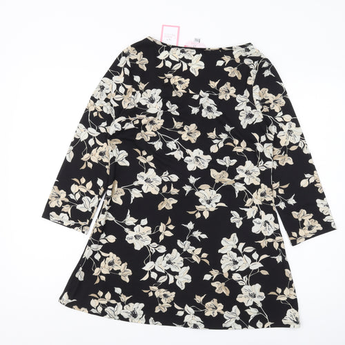 Julipa Women's Black Floral Tunic Blouse Size 10