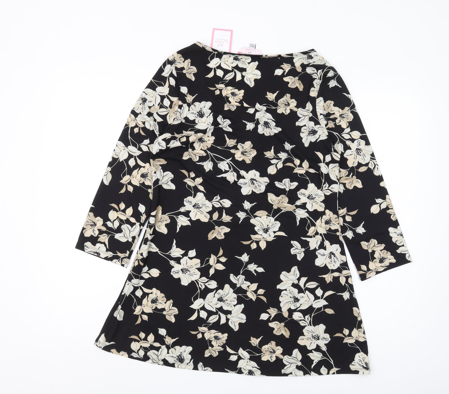 Julipa Women's Black Floral Tunic Blouse Size 10