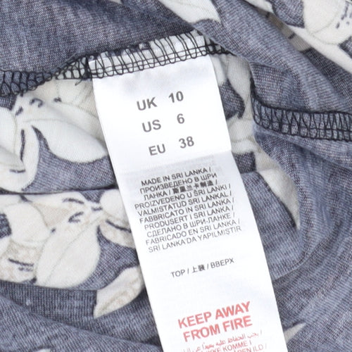 Julipa Women's Black Floral Tunic Blouse Size 10