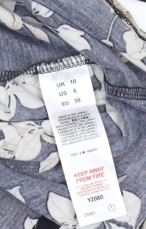 Julipa Women's Black Floral Tunic Blouse Size 10