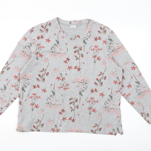Damart Women's Grey Floral Long Sleeve Jersey Top L