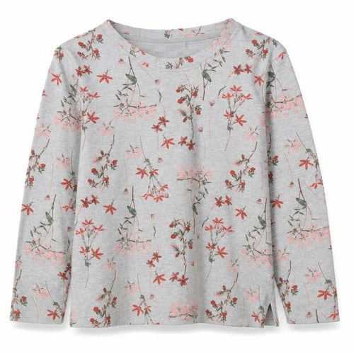 Damart Women's Grey Floral Long Sleeve Jersey Top L