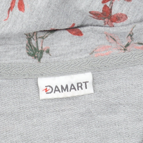 Damart Women's Grey Floral Long Sleeve Jersey Top L