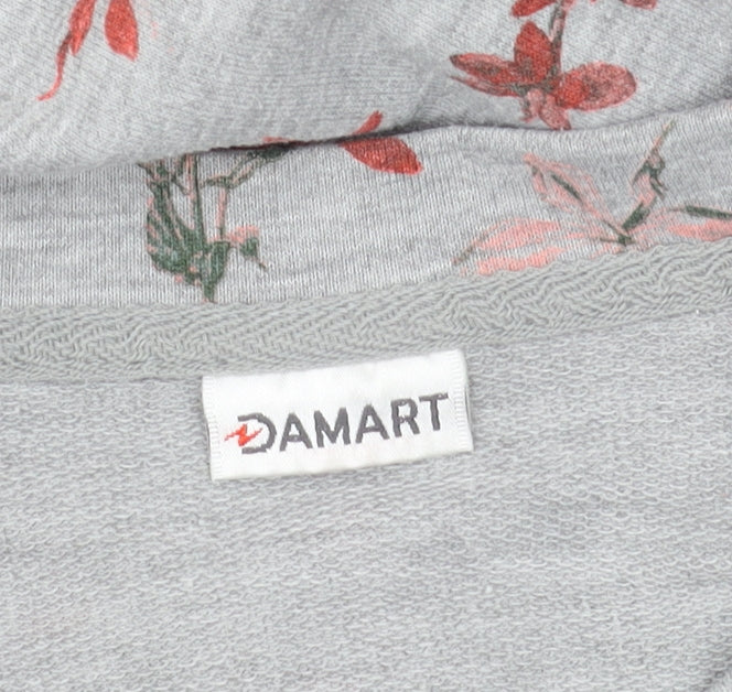 Damart Women's Grey Floral Long Sleeve Jersey Top L