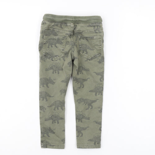 Marks and Spencer Boys Green Dinosaur Print Skinny Jeans, 4Y
