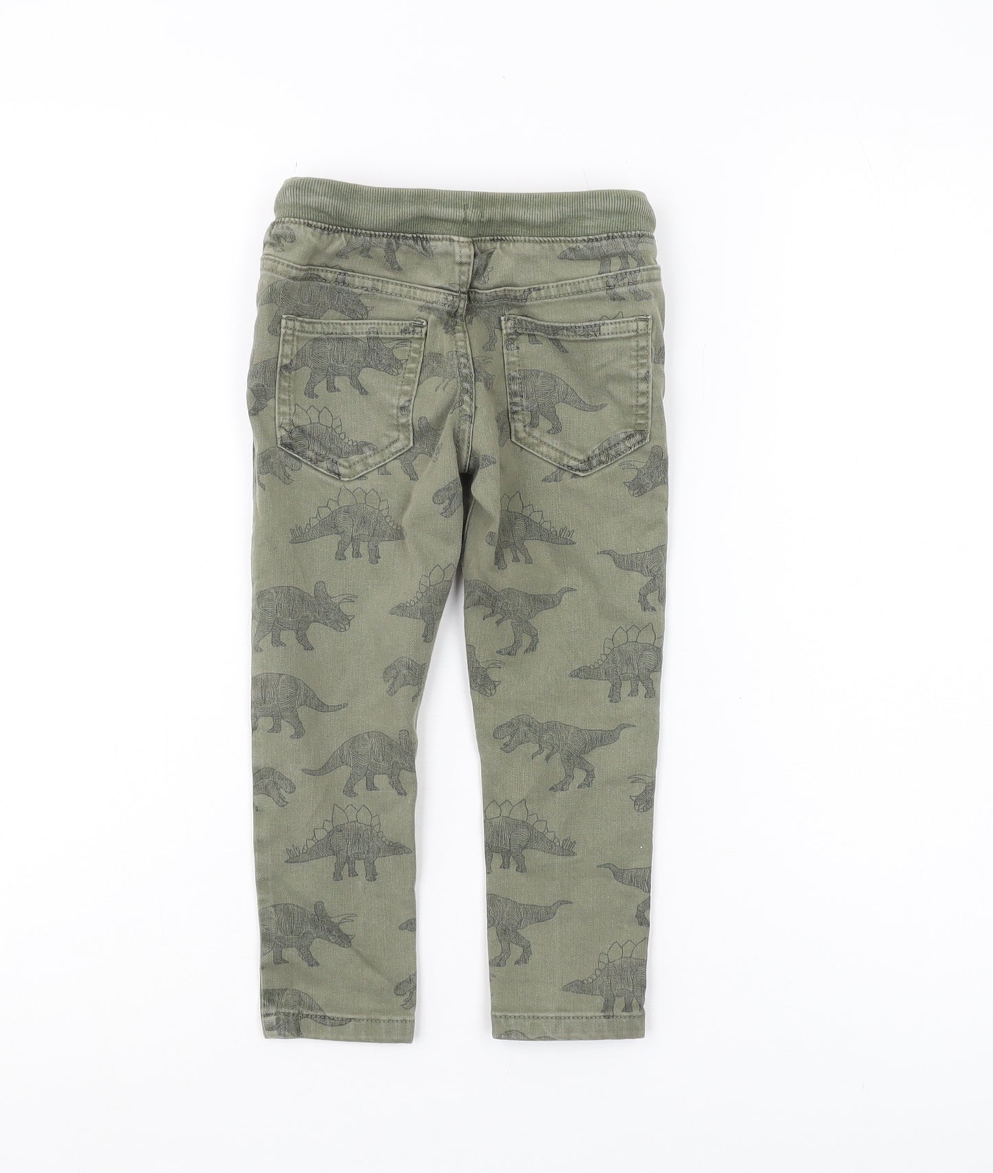 Marks and Spencer Boys Green Dinosaur Print Skinny Jeans, 4Y