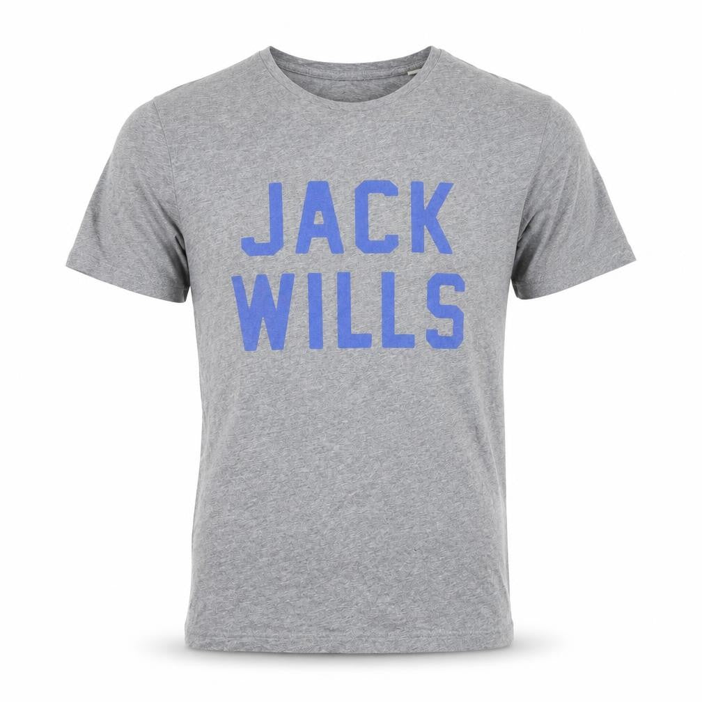 Jack Wills Men's Grey S Logo T-Shirt, Cotton, Casual
