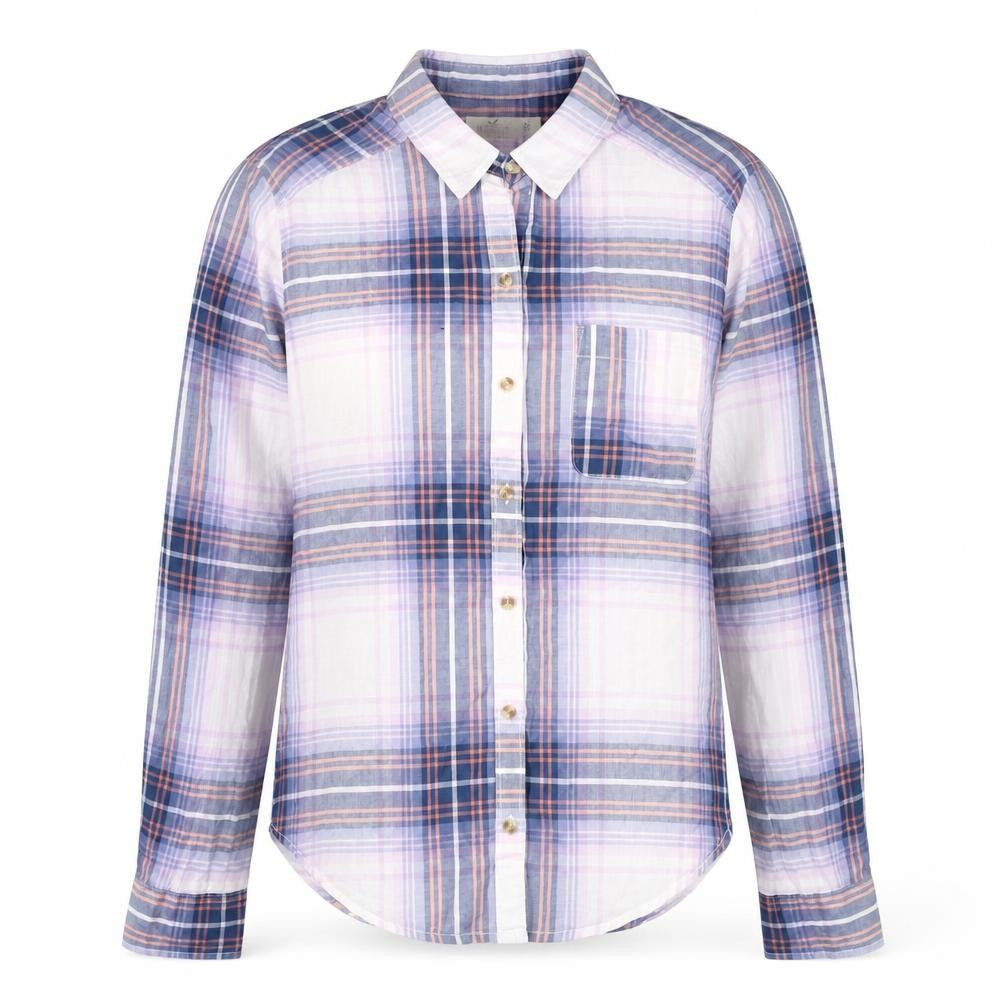 Front view of Hollister Women's Multicoloured Plaid Button-Up XS