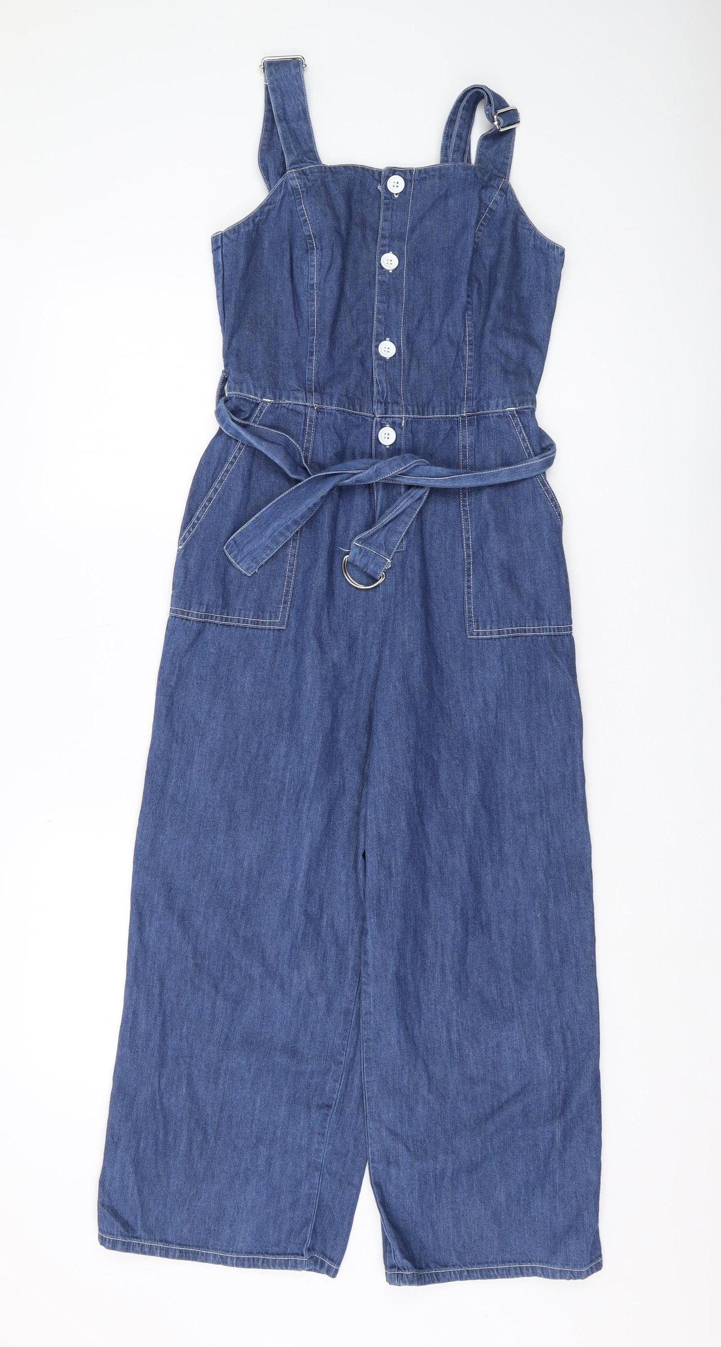 Miss Selfridge Women's Blue Denim Dungaree Jumpsuit, Size 6