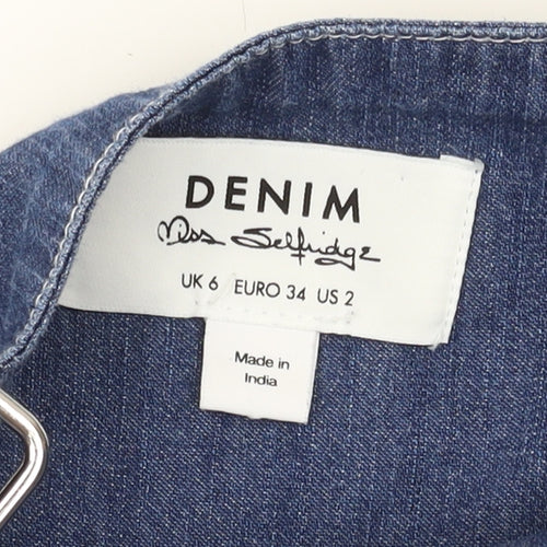 Miss Selfridge Women's Blue Denim Dungaree Jumpsuit, Size 6