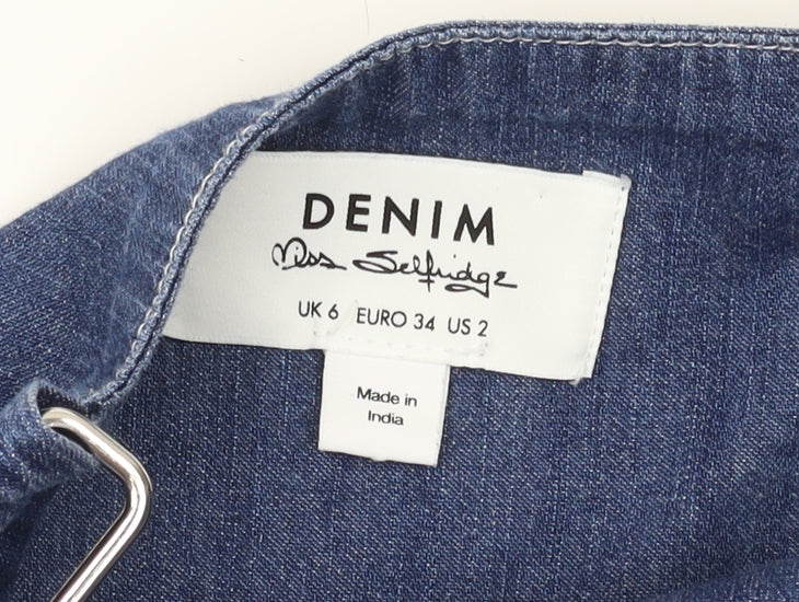 Miss Selfridge Women's Blue Denim Dungaree Jumpsuit, Size 6