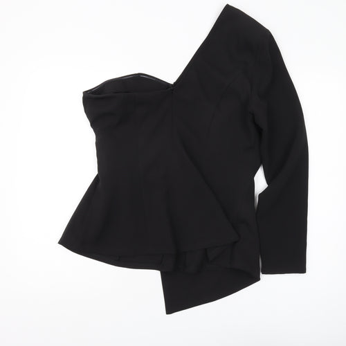 Boohoo Women's Black Blouse - Size 16, Off Shoulder Elegance