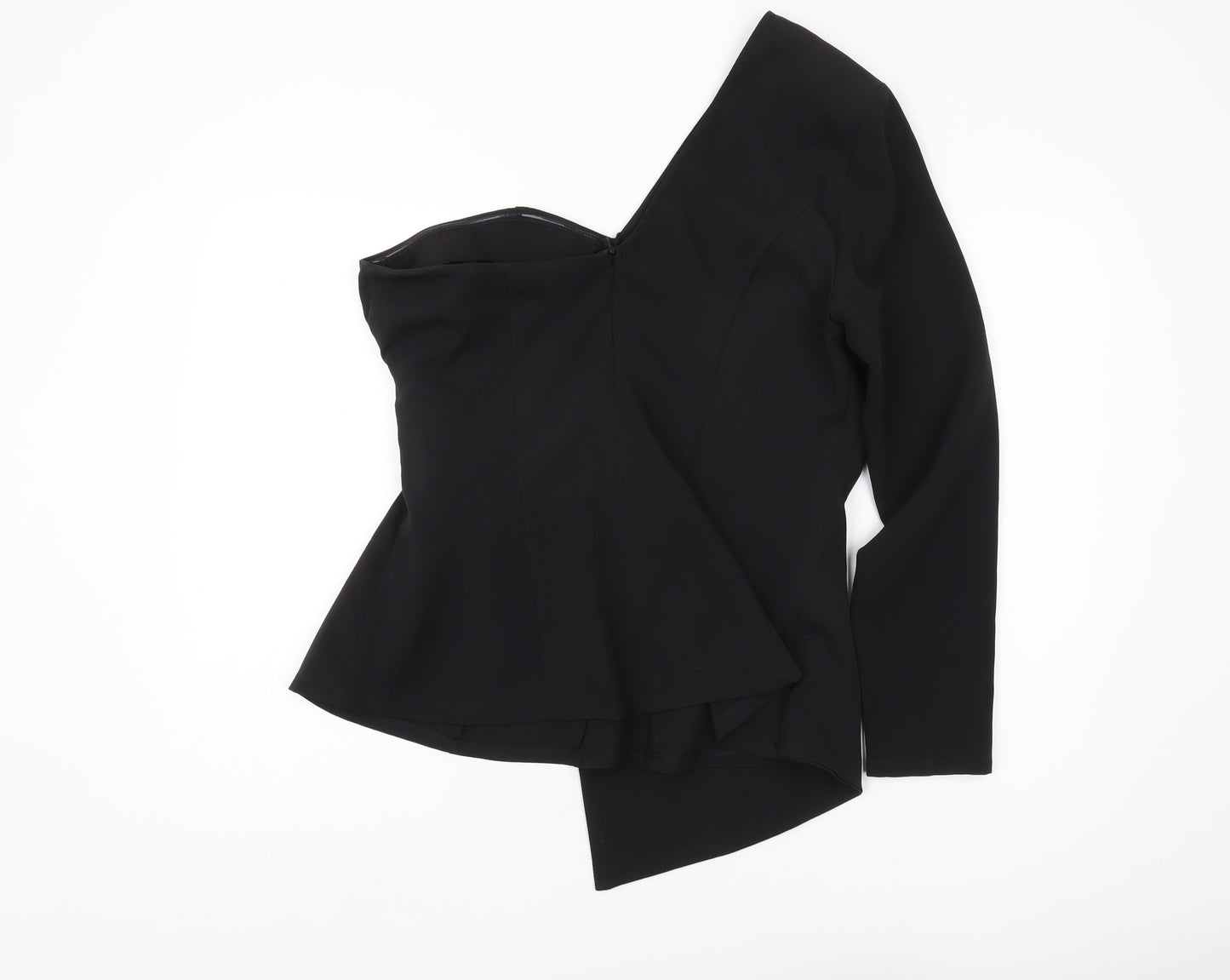 Boohoo Women's Black Blouse - Size 16, Off Shoulder Elegance