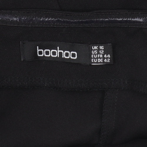 Boohoo Women's Black Blouse - Size 16, Off Shoulder Elegance