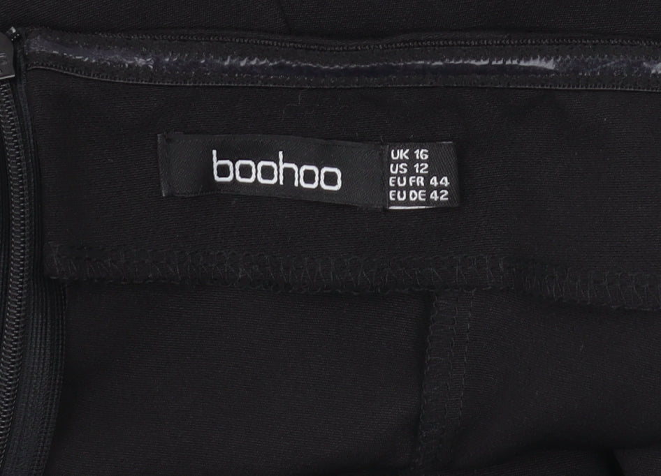 Boohoo Women's Black Blouse - Size 16, Off Shoulder Elegance